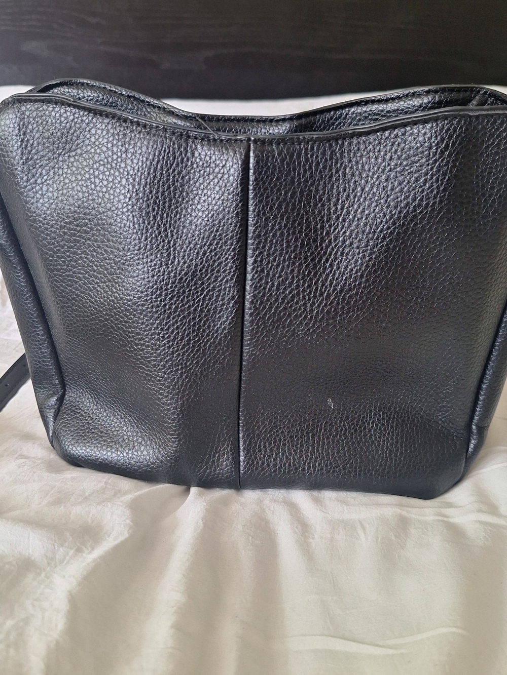 a new day Black Pebbled Leather Messenger Bag